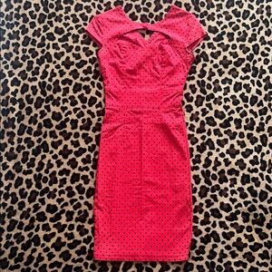 Hell Bunny Vixen red with black polkadot pinup /retro dress size small